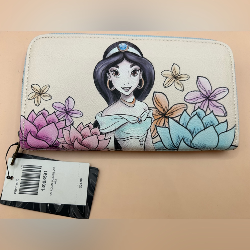 Disney Loungefly Jasmine Floral Cream Wallet NWT